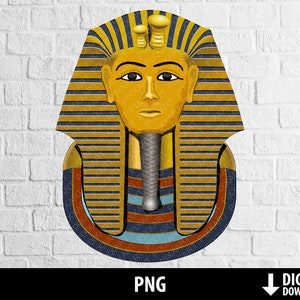 Toetanchamon png, egyptische farao gouden masker clipart, afdrukbare oude Egypte masker, sublimatie, digitale download