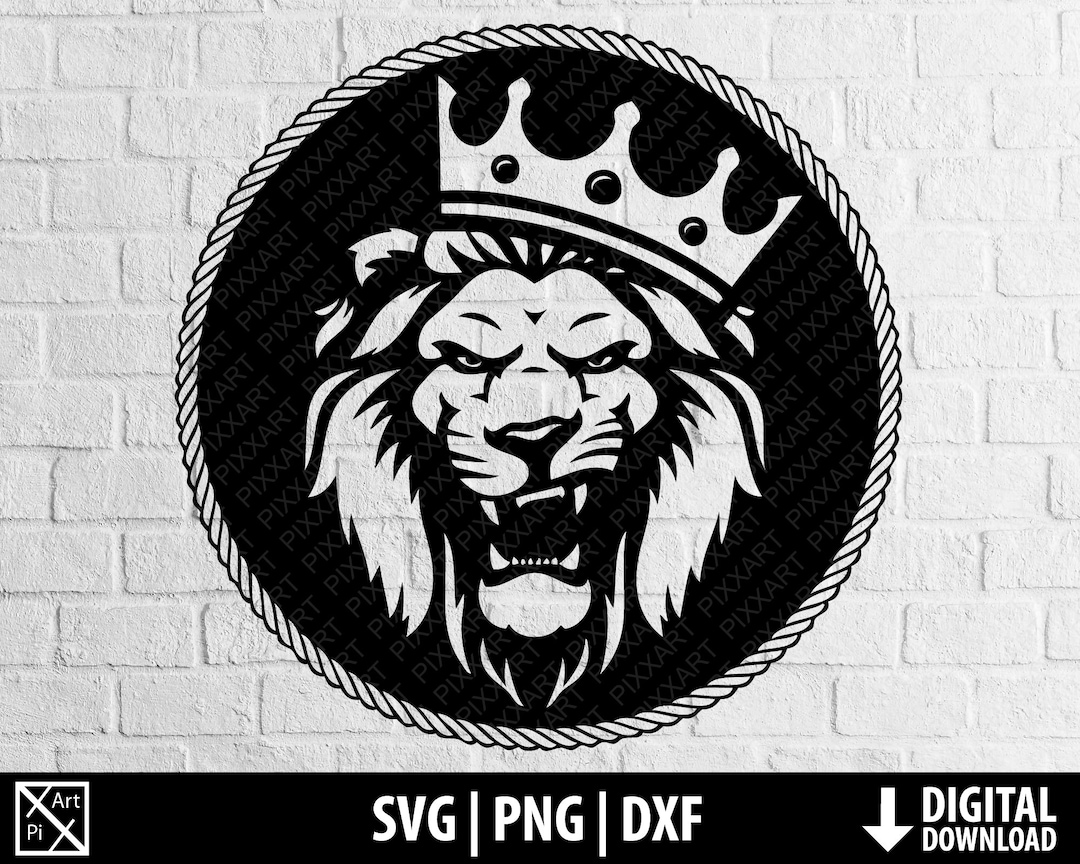Lion Svg, Lion With Crown Png, Lion King Dxf, Lion Roaring
