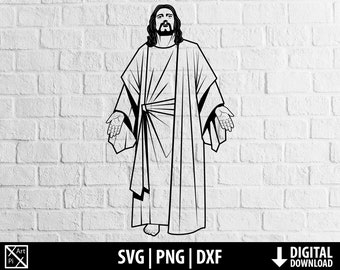 Jesus svg dxf png, jesus christ clipart, catholique, seigneur, christian printable cut file cricut, cameo silhouette, sublimation téléchargement numérique