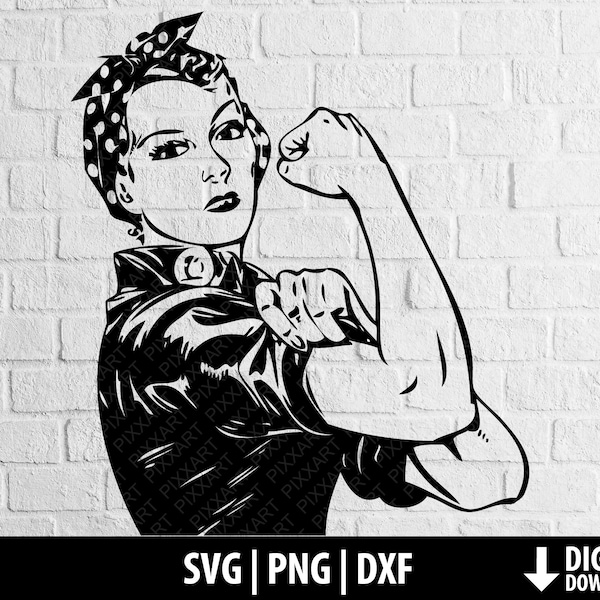 Rosie the riveter svg, we can do it dxf, power strong woman svg png clipart cut file cricut cameo silhouette digital download