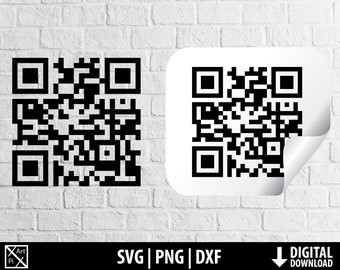 Código qr svg png dxf, qr sticker clipart, código de barras, archivo de corte qrcode imprimible cricut, silueta, descarga digital