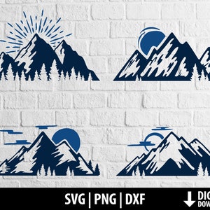 Mountains svg, mountains forest clipart png dxf, pine trees camping pacific northwest printable cut files silhouette cricut digital download