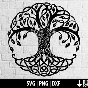 Keltische levensboom dxf svg png, Stamboom clipart, afdrukbare Keltische boom, gesneden bestand cricut, cameo silhouet, sublimatie digitale download