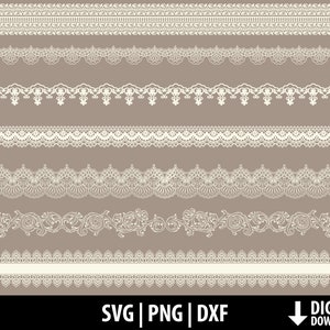 Spitze Bänder Svg, Hochzeit Einladung Clipart Dxf Png, Vintage Grenzen Grafiken, druckbare geschnittene Dateien, Scrapbooking, digitaler Download