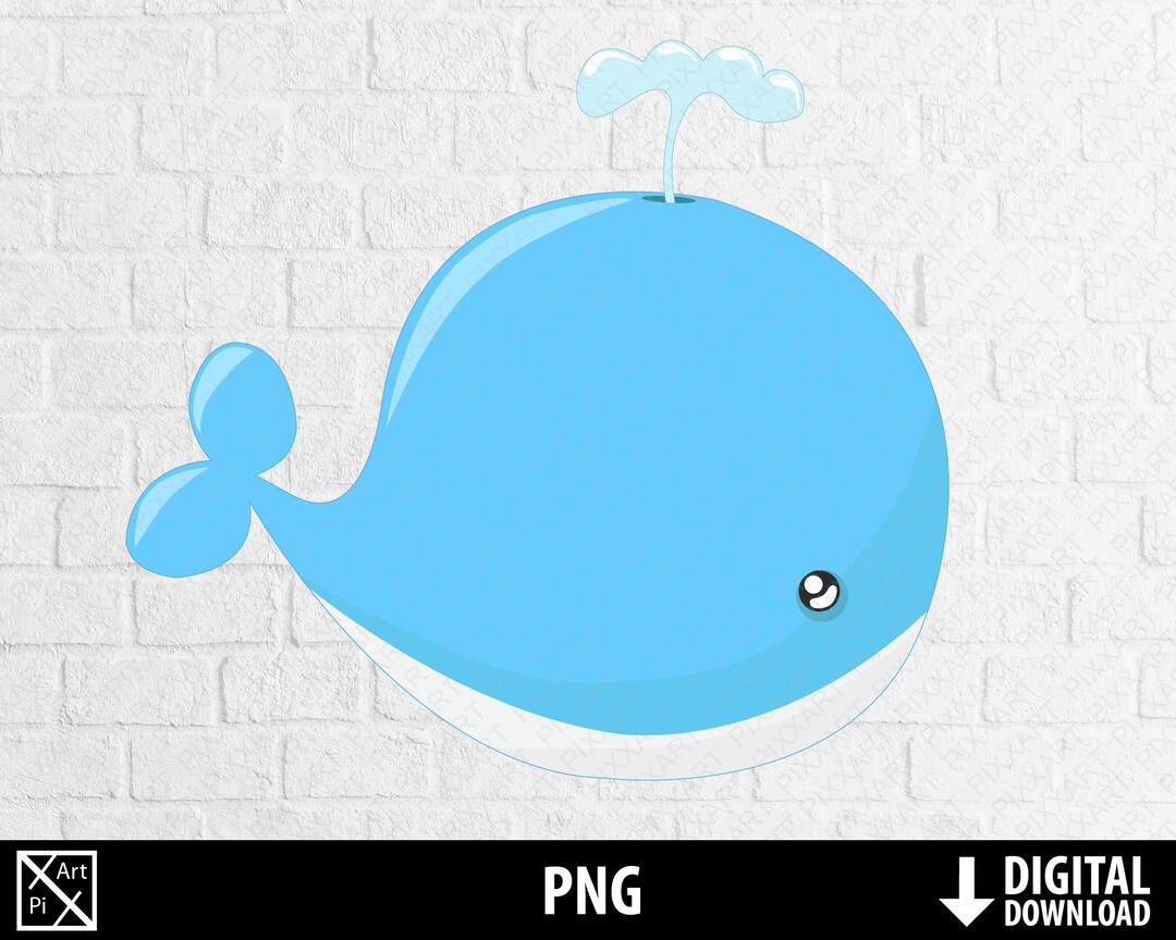 Baby Whale Png, Cute Animal Clipart, Nursery Decor, Printable Whale ...