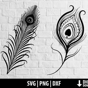 Peacock feathers svg png dxf, boho feather clipart, printable peacock cut file cricut, cameo silhouette, sublimation, digital download