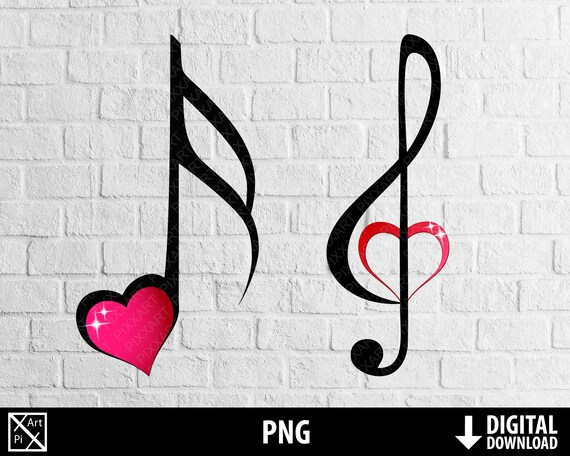 Music Png Music Heart Love Clipart Shiny Treble Sol Clef Etsy