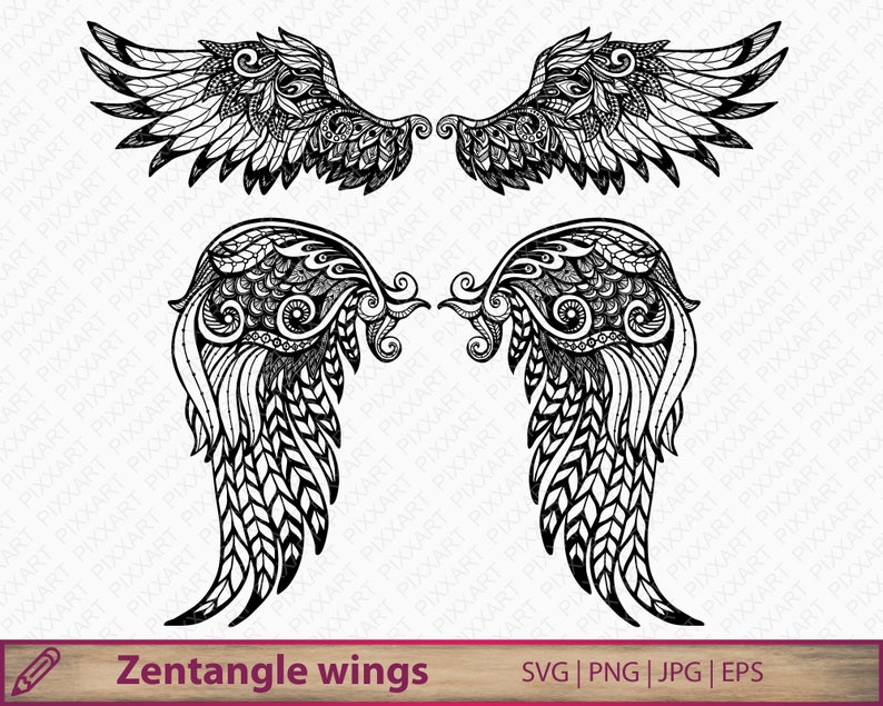 Download Angel wings svg zentangle mandala boho feathers png ...