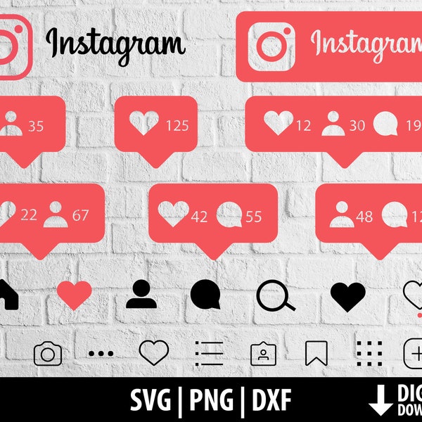 Instagram svg, instagram dxf png, instagram clipart, social media icons, printable cut file cricut, influencer account, digital download