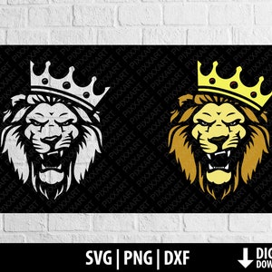 Lion svg, Lion with crown dxf clipart, lion king png lion silhouette cut file cricut printable lion roar sublimation digital download