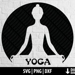 Yoga svg dxf png, meditation clipart, yoga silhouette, printable cut file cricut, sublimation, yoga logo, digital download