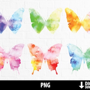 Watercolor Butterflies Png, Printable Colorful Waterpaint Butterfly ...