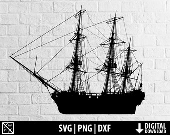 Pirate boat svg png dxf, ship svg png dxf, boat clipart, printable boat, cut file cricut, cameo silhouette, sublimation, digital download