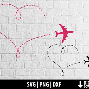 Amor svg dxf png coração voo avião clipart convite de casamento romântico arquivo cortado para impressão silhueta cricut sublimação download digital