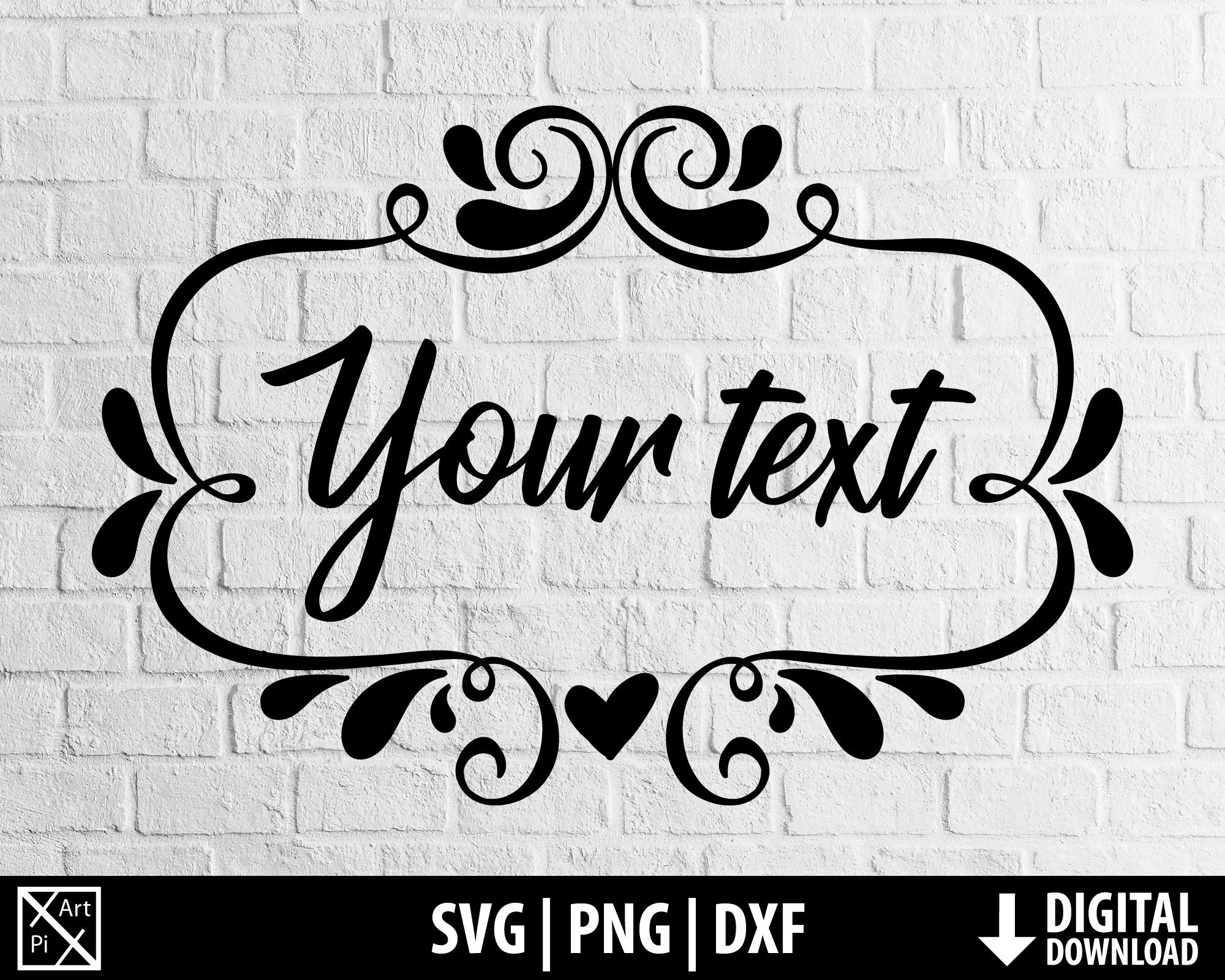 Liebe Rahmen Svg Dxf Png benutzerdefinierte Herz Clipart Etsy