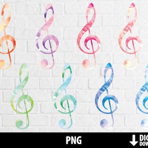 treble clef png, printable sol key clipart, watercolor music, printable sublimation digital download
