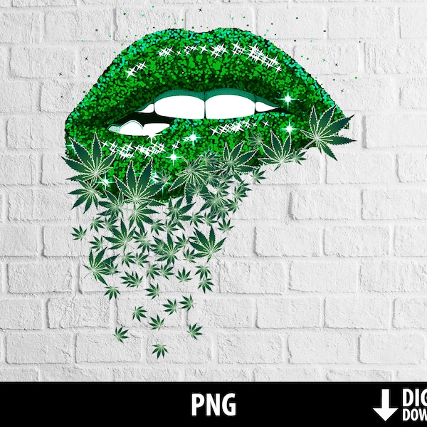 Cannabis lips png, glitter lips clipart, dripping lip bite png, weed joint marijuana lipgloss sublimation, heat transfer, digital download