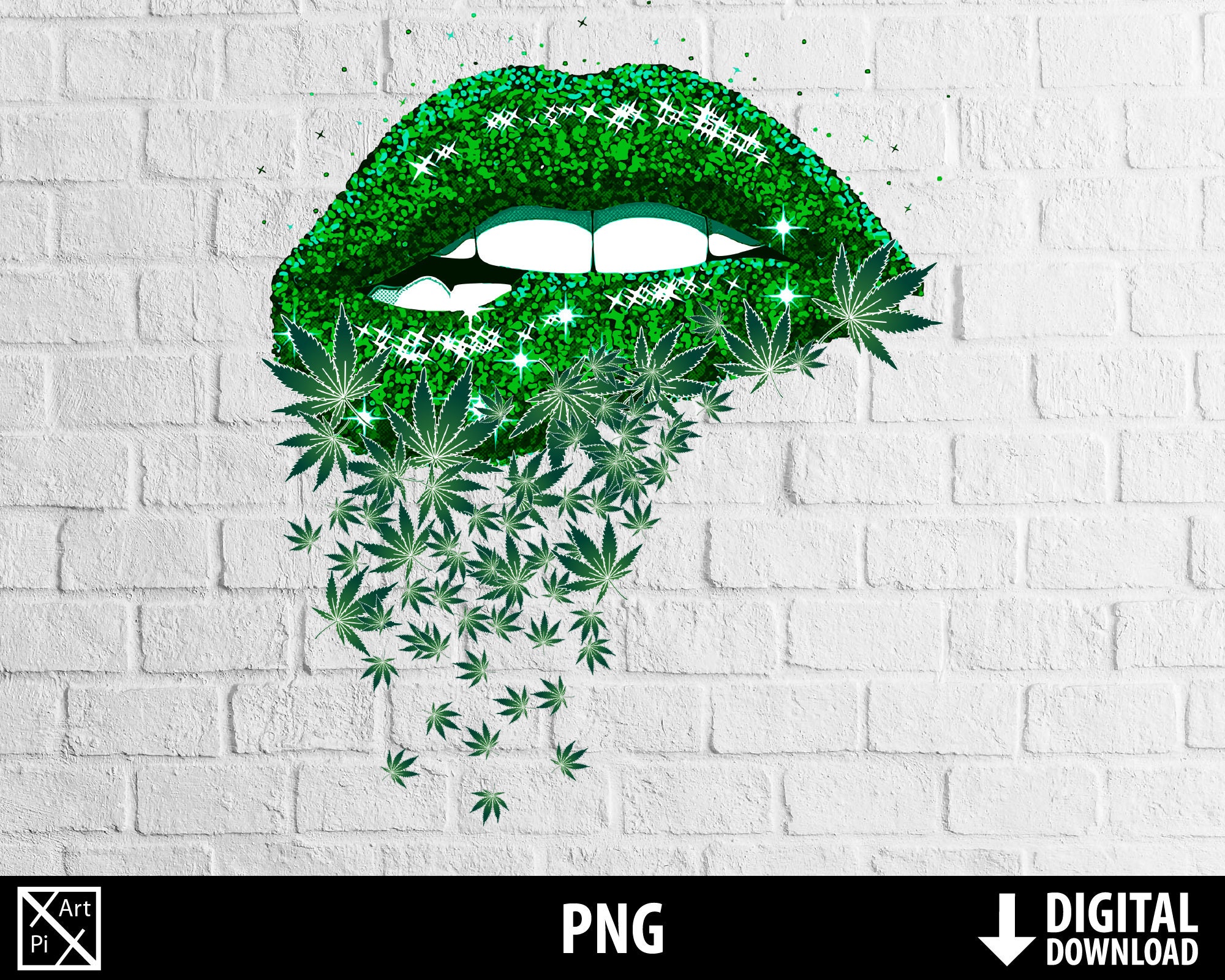Cannabis lips png glitter lips clipart dripping lip bite | Etsy
