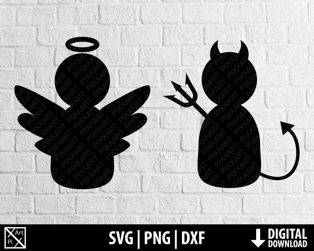 Angel Devil Svg Dxf Png, Cute Devil Angel Clipart, Printable Cut File ...