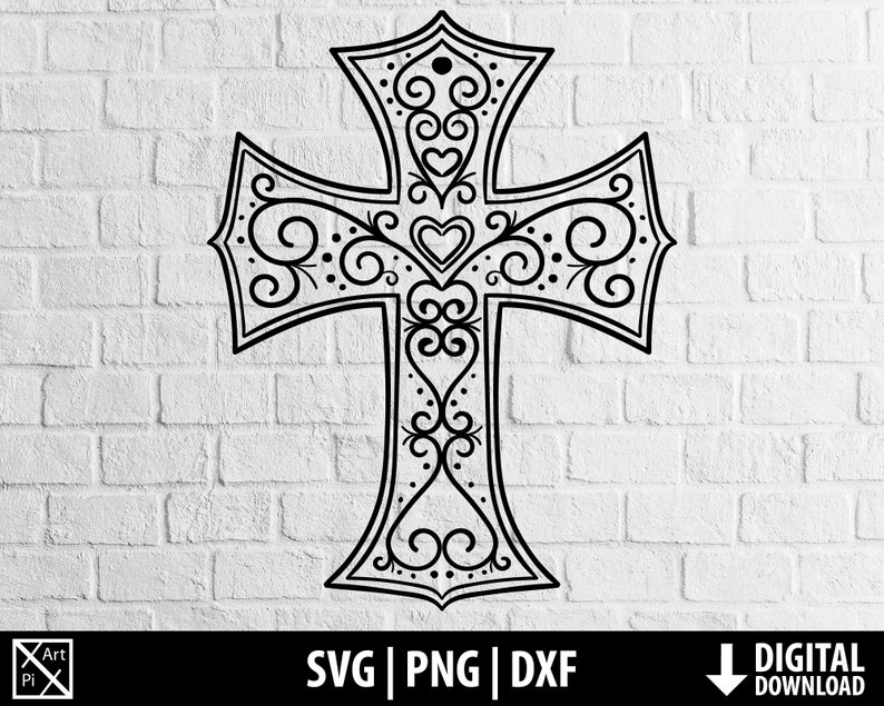 Download Cross Svg Dxf Png Christian Ornamental Decorative Cross Etsy