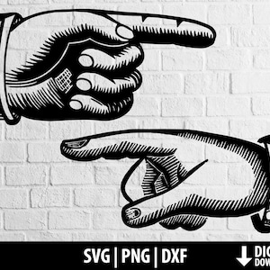 Pointing finger svg dxf png, pointer hand clipart, vintage,silhouette retro graphics, printable cut file cricut sublimation digital download
