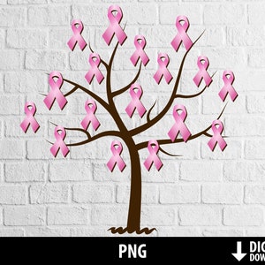 Breast cancer awareness png, breast cancer pink ribbon care png clipart, printable tree, sublimation, digital download