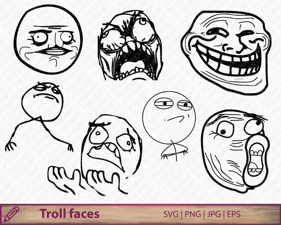 Troll Face Svg Png Internet Memes Clipart Printable Cut Etsy