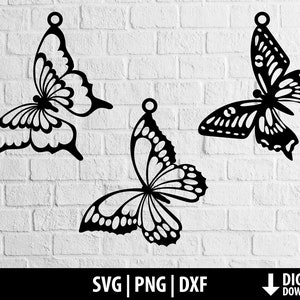 Boucles d’oreilles papillon svg png dxf, papillons bundle boucles d’oreilles pendentif fichiers coupés, cricut, silhouette de cameo, glowforge, téléchargement numérique