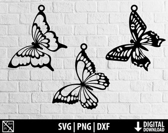 Butterfly earrings svg png dxf, butterflies bundle earrings pendant cut files, cricut, cameo silhouette, glowforge, digital download