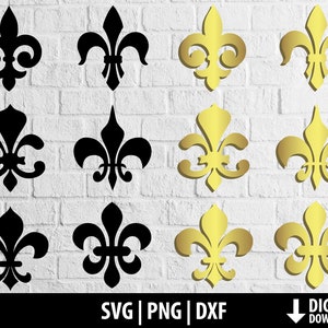 Fleur de lis svg png dxf, gold fleur de lys clipart, printable cutting files cricut, cameo silhouette, sublimation, digital download
