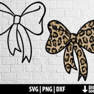bow svg dxf png, leopard print bow clipart, hand drawn doodle bow, printable safari wild animal bow, cut file, silhouette, digital download