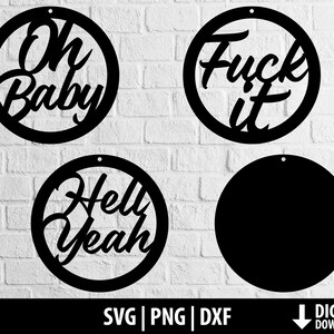 Boucles d’oreilles de mode couper svg dxf, oh bébé, l’enfer oui, fuck it f bomb girl boucles d’oreilles dxf, glowforge empiler boucles d’oreilles bundle, téléchargement numérique