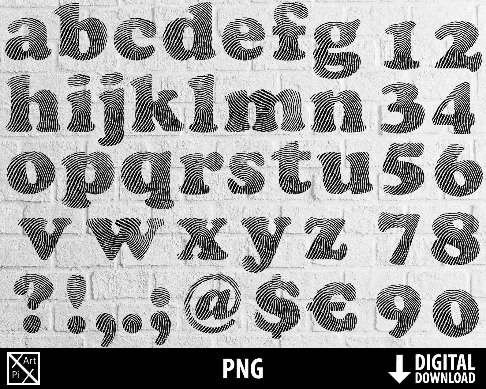 Fingerprint Font Png Alphabet Clipart Crime Print Printable Etsy