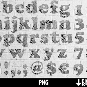 Fingerprint font png, alphabet clipart, crime print, printable alphabet, sublimation, digital download