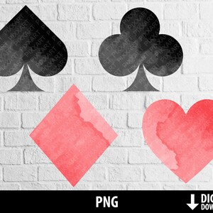 Ternos de cartas em aquarela png, clipart de cartas de jogar, ternos de cartas em aquarela para impressão, jogos de cassino, sublimação, download digital