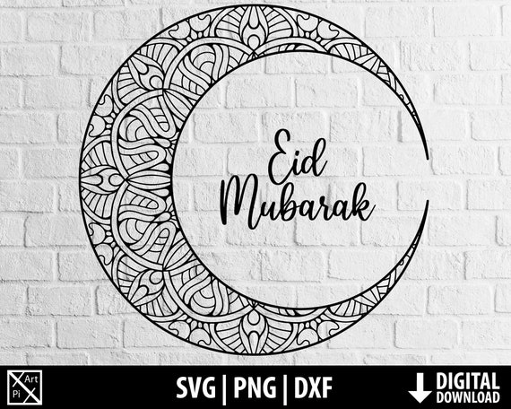 Download Eid Mubarak Svg Ramadan Dxf Png Moon Crescent Islamitic Etsy