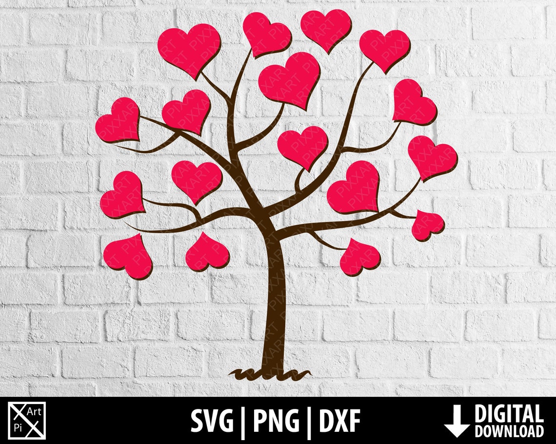 Love Tree Svg Hearts Tree Dxf Png Wedding Invitation - Etsy