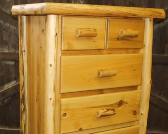 Alpine Hand Peeled Cedar Log 6 Drawer Chest - AHP6DC