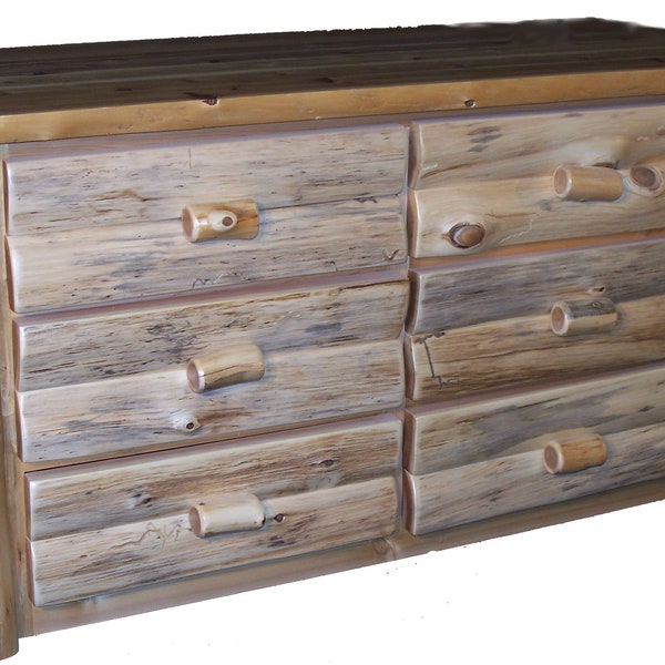 Hand Peeled Cedar Log 6 Drawer Dresser - CHP5014