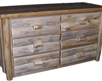 Hand Peeled Cedar Log 6 Drawer Dresser - CHP5014