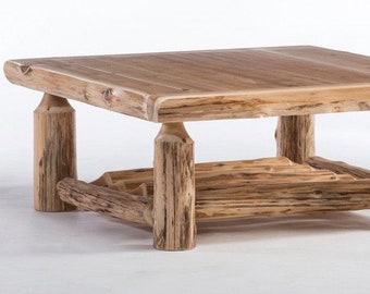 Cedar Hand Peeled Log Square Coffee Table - CHPSC