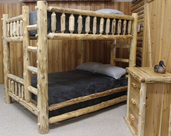 Cedar Hand Peeled Queen Over Queen Bunk Bed - CHPQ/QBunk