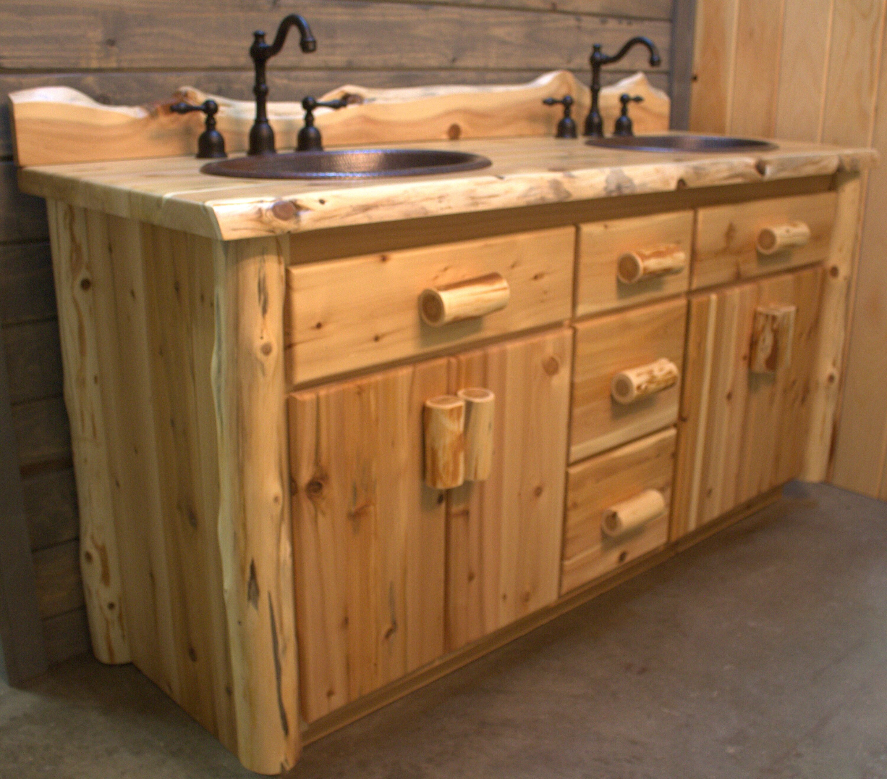 rustic pine bathroom vanity