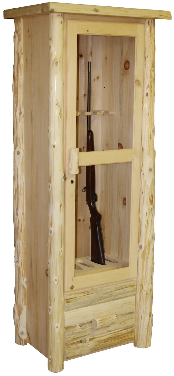 Rustic Log Gun Cabinet Solid Pine Cedar Etsy