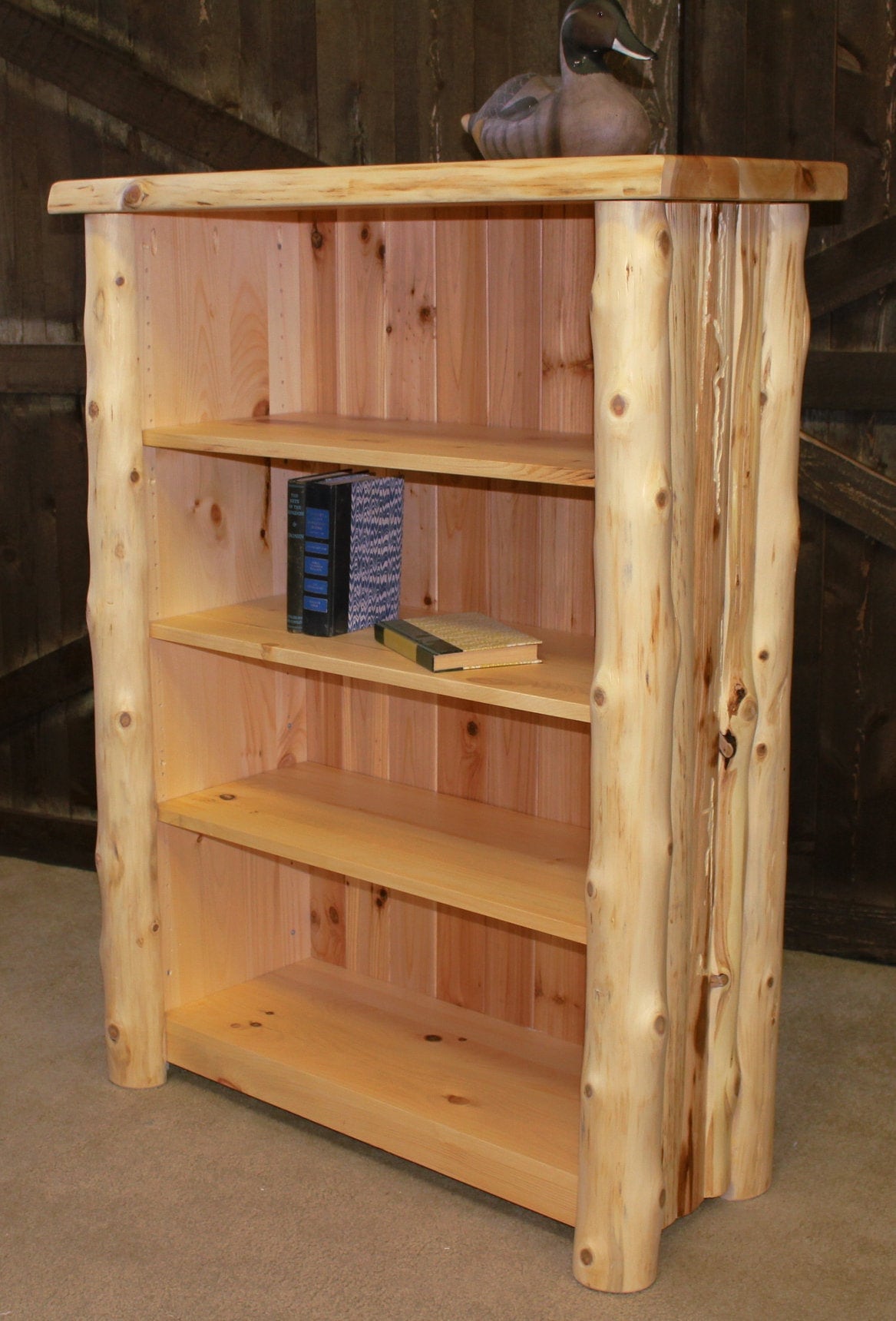 Logger Hand Peeled Cedar Log Bookcases L4123 L4126 Etsy