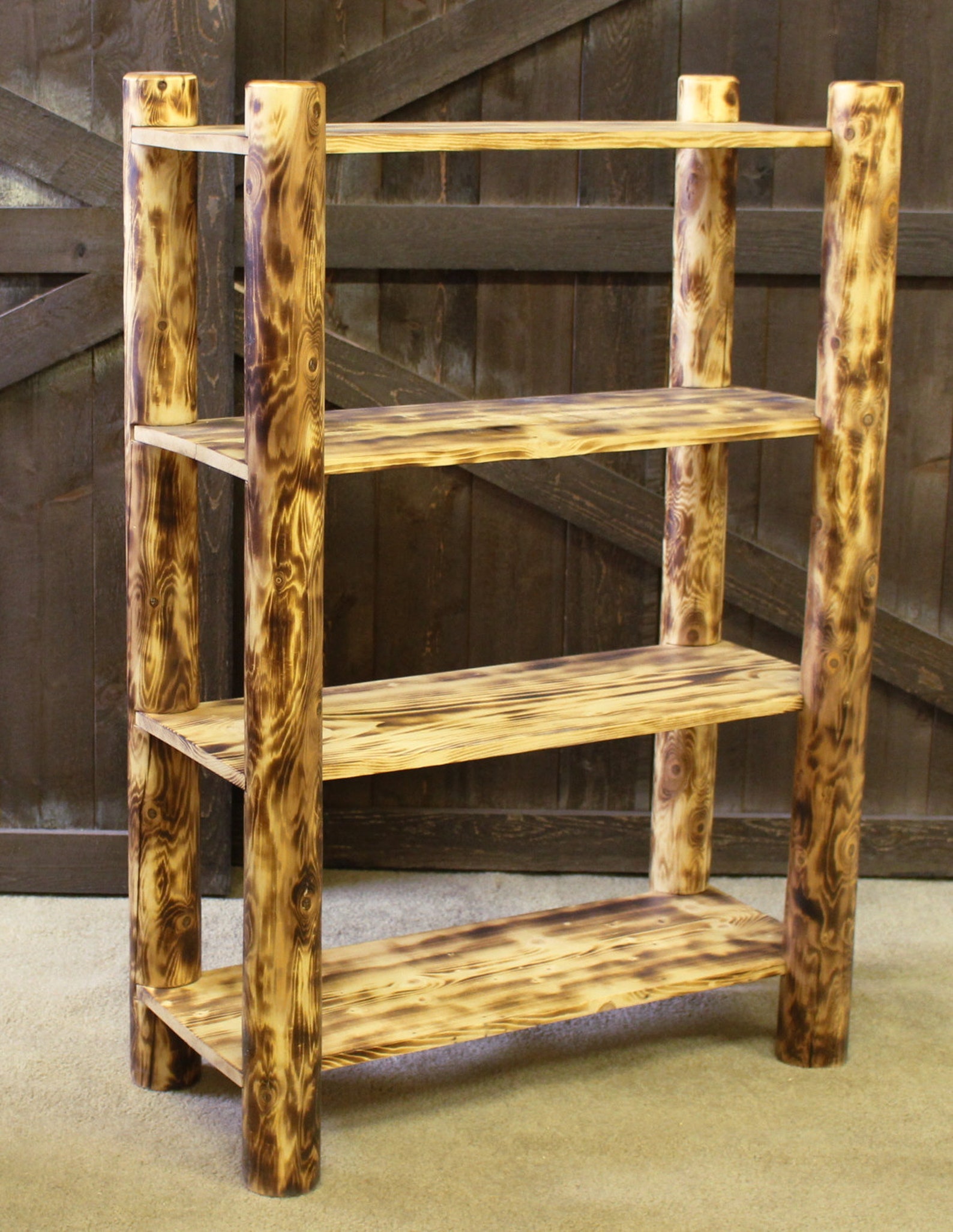 Cedar Log Torched Bookcase TC4023 TC4024 TC4025 TC4026 Etsy