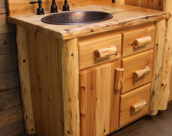 Hidden Lake Rustic Log Vanity 24"