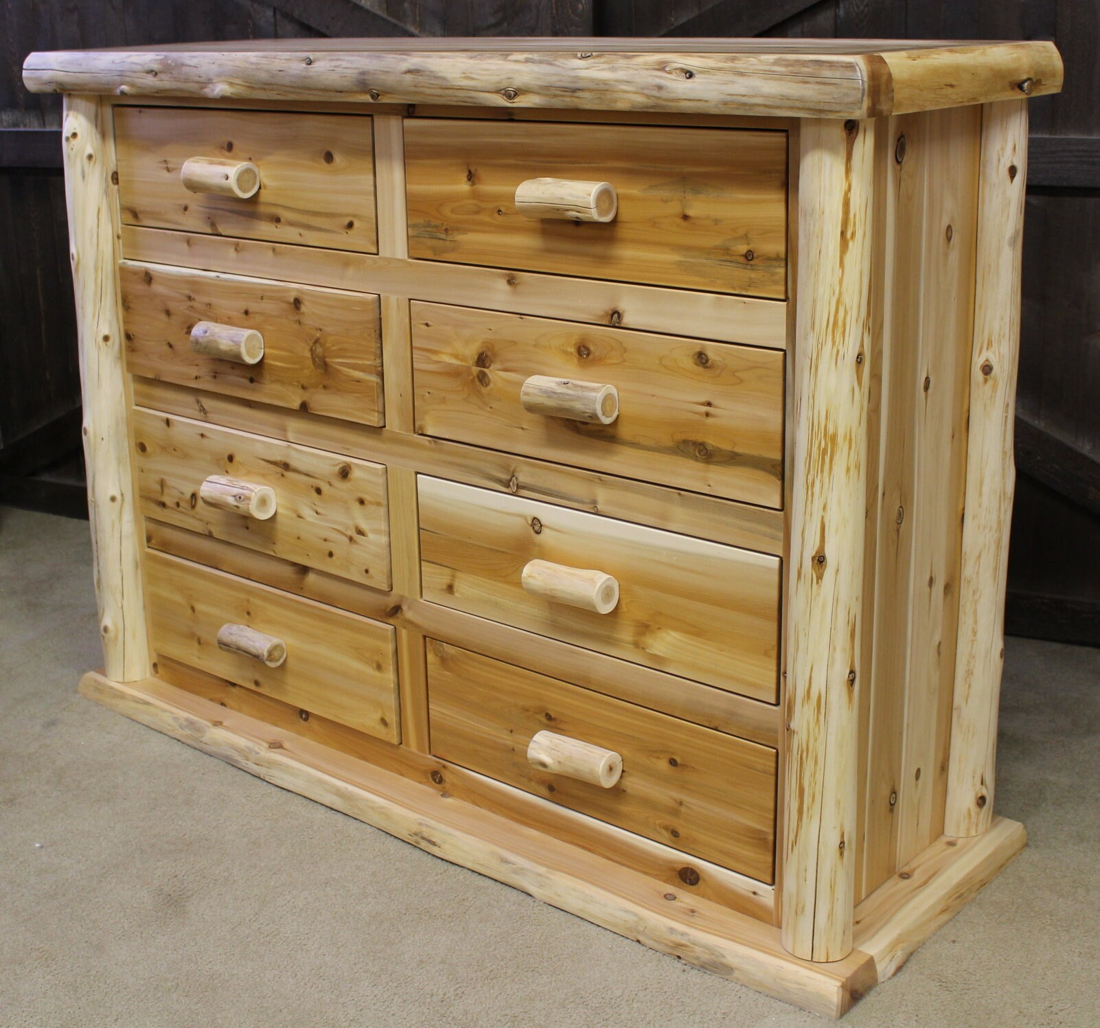 Rustic cheap log dresser
