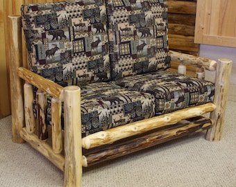 Hidden Lake Hand Peeled Cedar  Log Love Seat - CHP5003