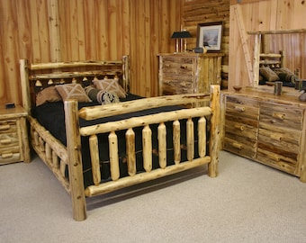 Hand Peeled Cedar Log Beds - Twin, Full, Queen, King